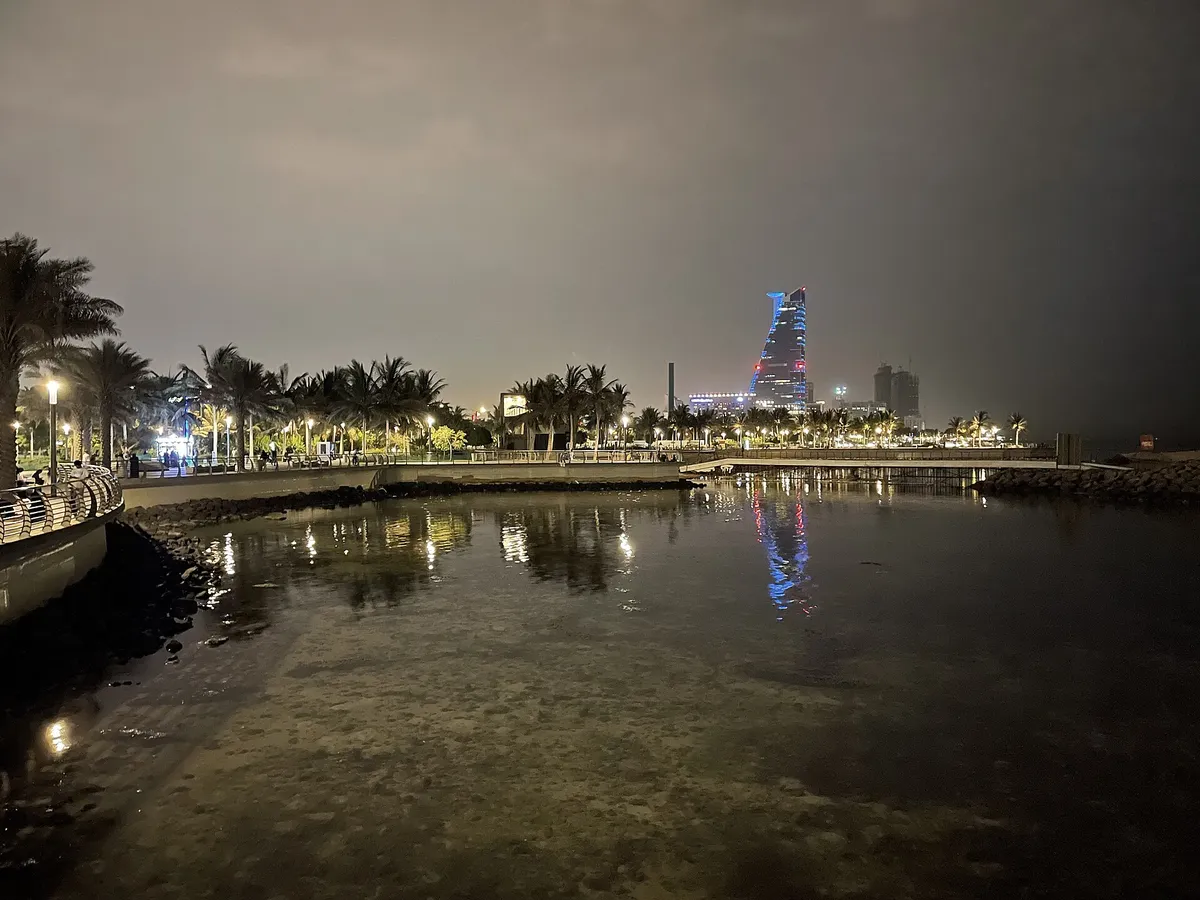 Jeddah Corniche at night — the Formula 1 venue setting