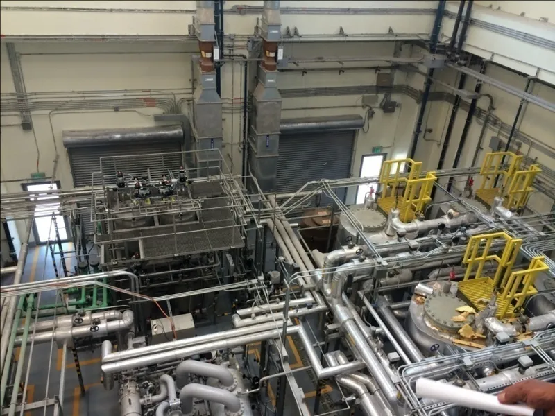 Process piping inside an industrial plant